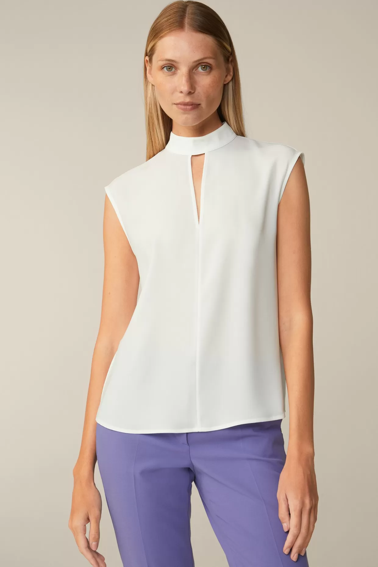 Damen Windsor Crepe-Blusen-Top In