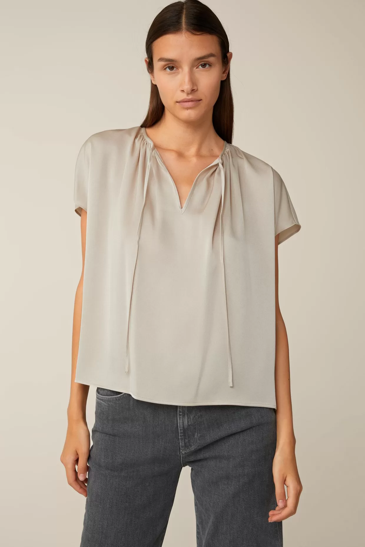 Damen Windsor Crepe-Kurzarm-Bluse In