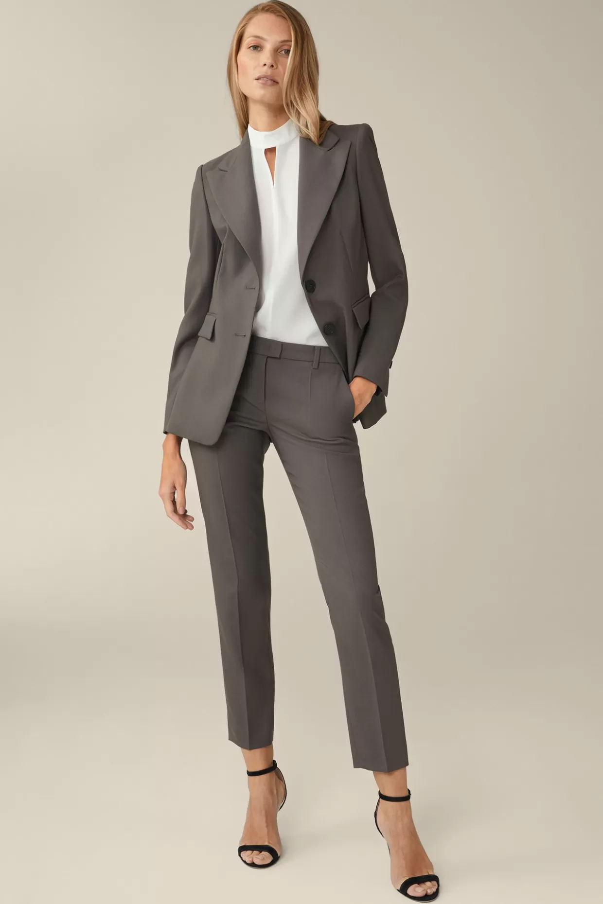 Damen Windsor Schurwoll-Anzug-Hose In Taupe