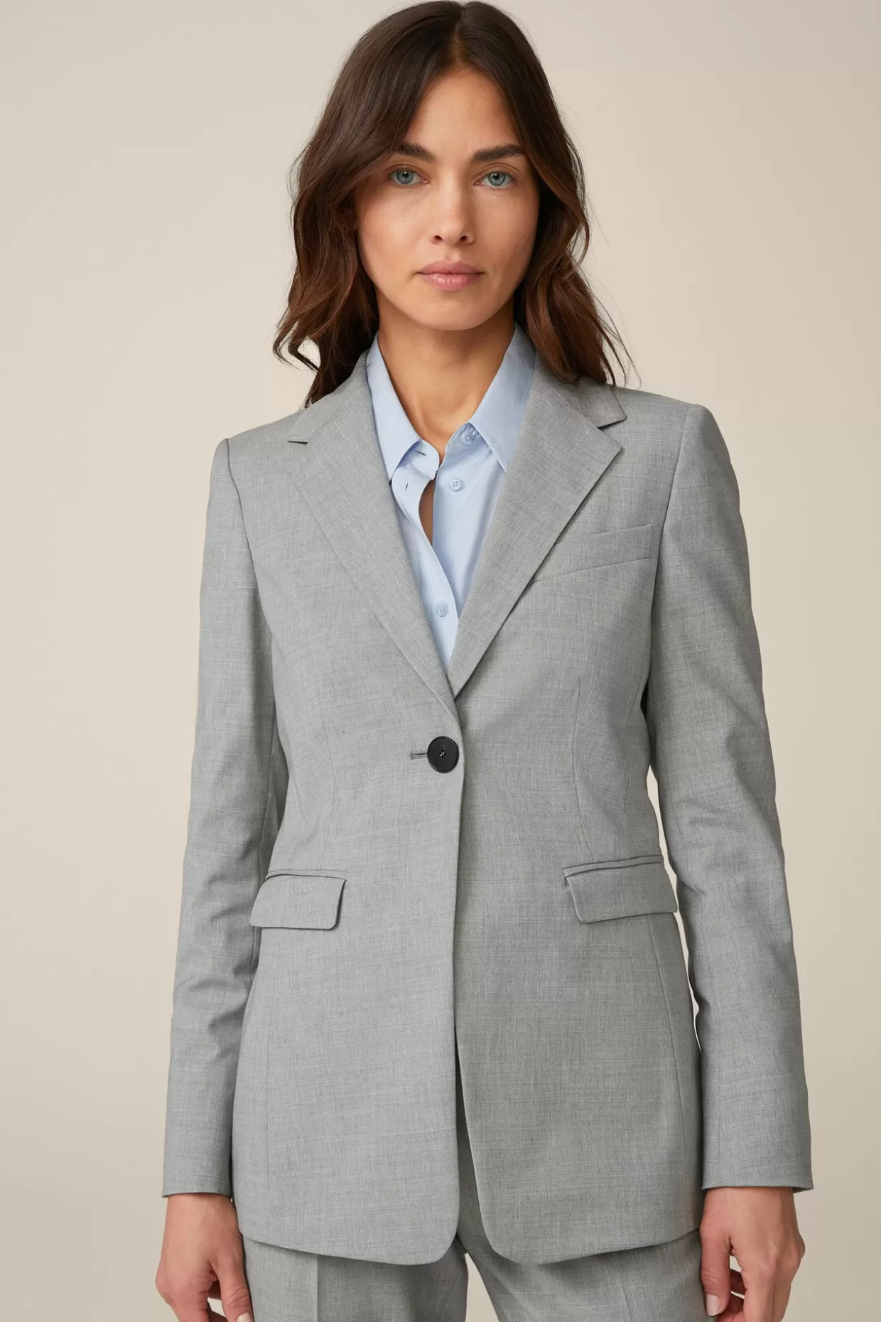 Damen Windsor Wollmix-Blazer In Hell Melange