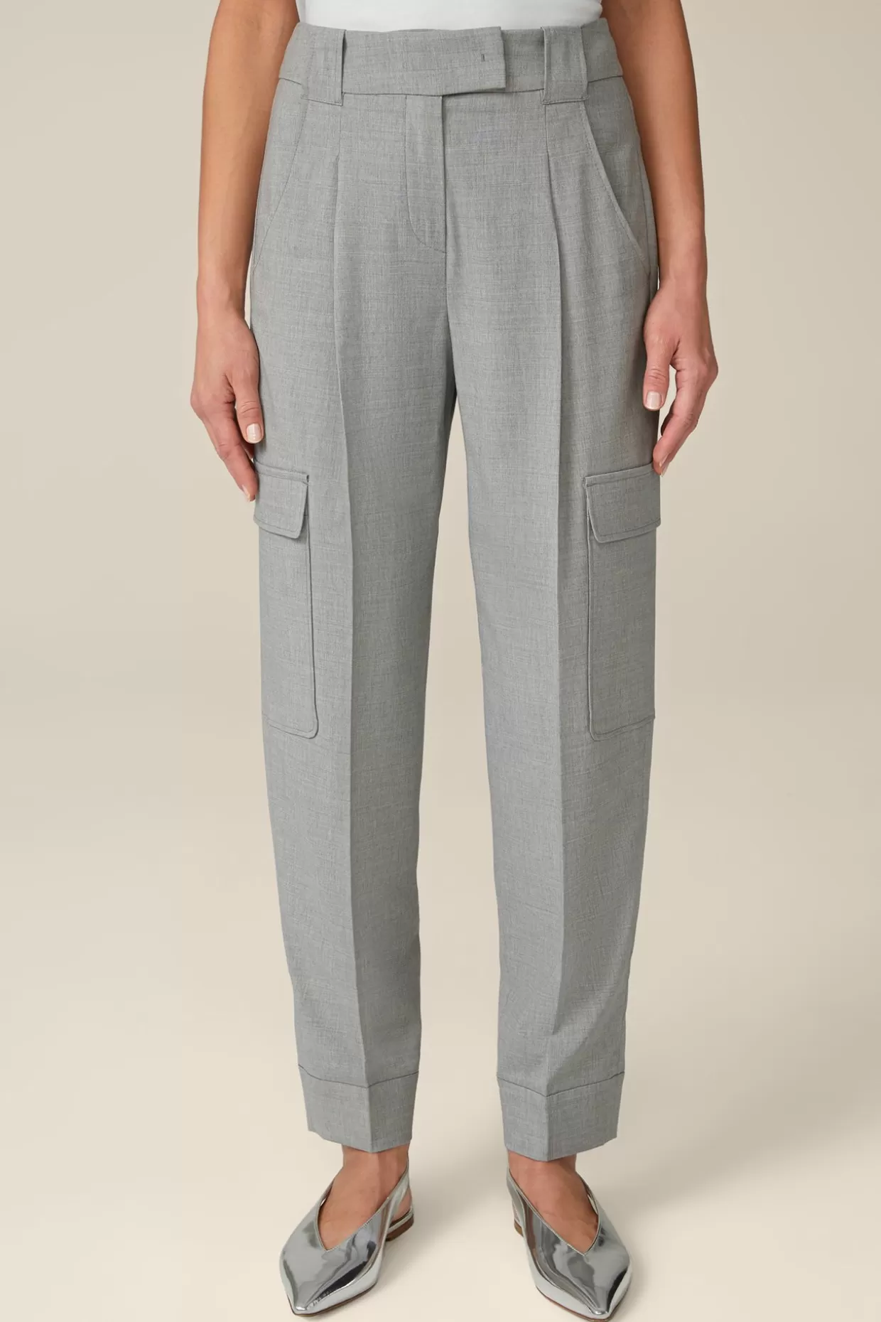 Damen Windsor Wollmix-Cargo-Hose In Hell Melange